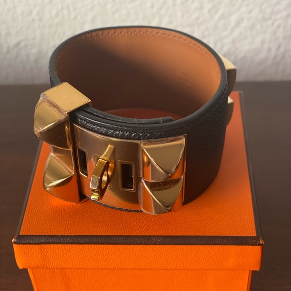HERMES CDC Collier de Chien BRACELET in Epsom Leather with Gold Hardware LARGE - Picture 4 of 9
